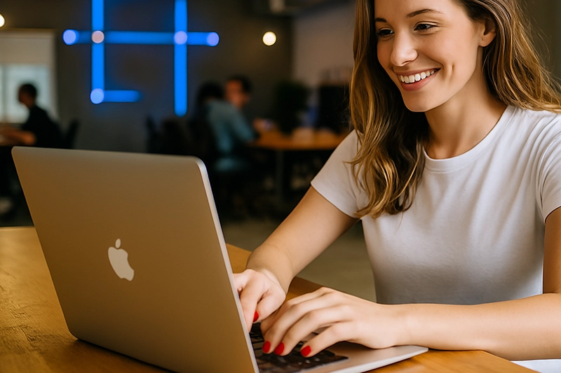 Tono de voz de una marca Mujer trabajando en el branding de una marca