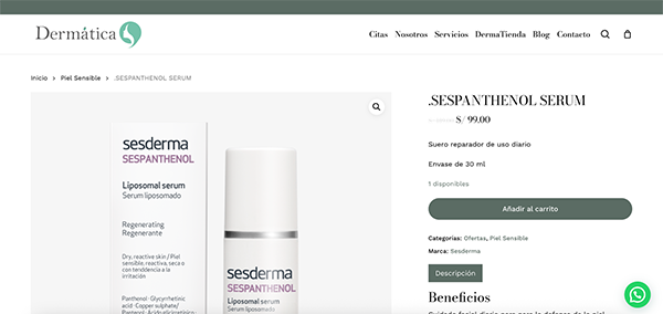 Diseño de e-Commerce para Dermática